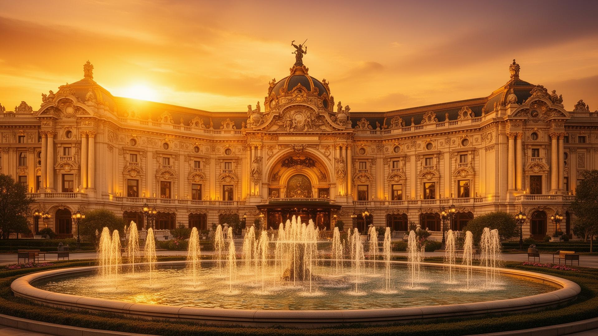 Luxury casino resort at golden hour